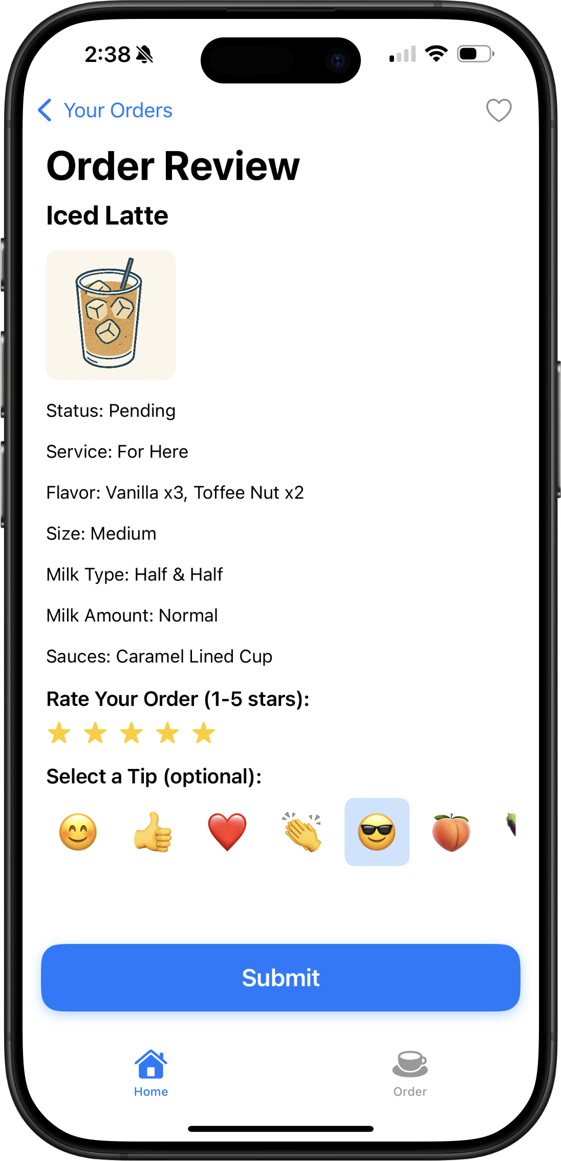 Customers browse your coffee menu and place orders
